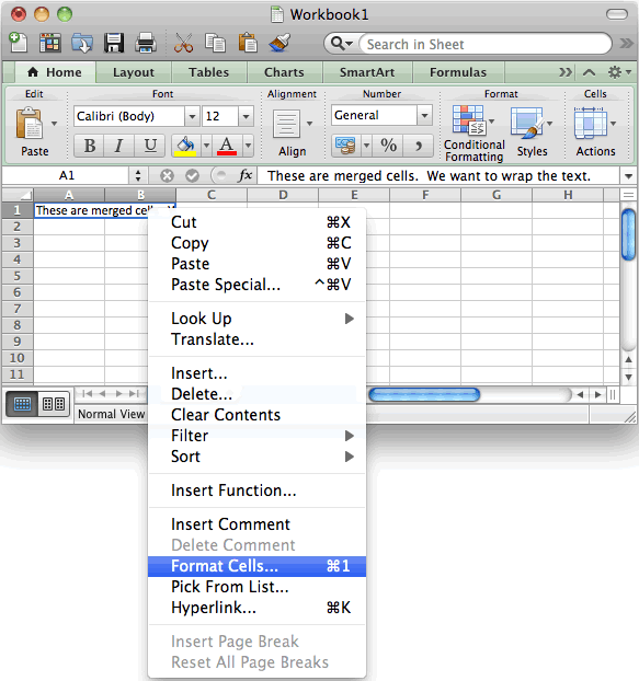 merge cells in excel for mac